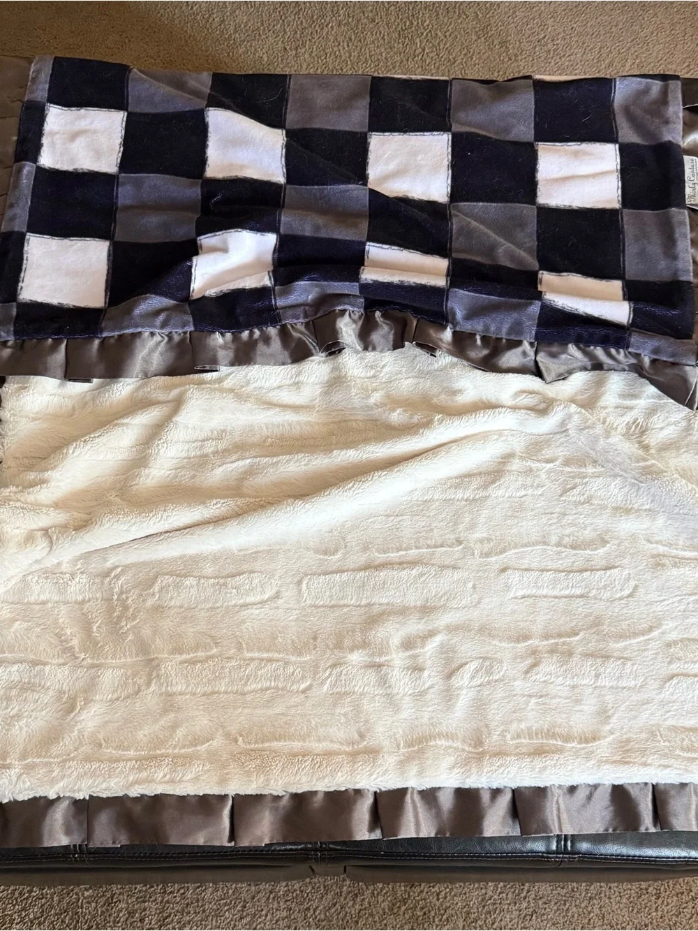 Minky Couture Black, White & Gray Checkerboard Throw